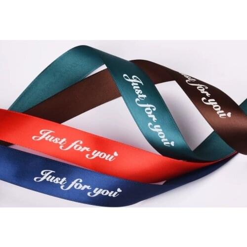 5Yards 25mm Just For You Printed Polyester Ribbon Romantic DIY Gift Packaging Belt for Wedding Christmas Decoration