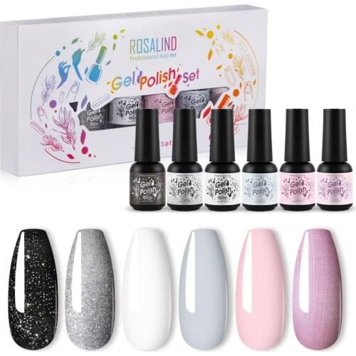 6Pcs/Set 8ml Solid Colors Nail Gel High Saturation Semi Permanent Soak UV Nail Gel Hybrid Varnishes for Nail Art Making