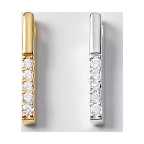 925 Sterling Silver Fashion Rod Shape AAA Zircon Necklace Charms S925 Silver Bracelet Stick Pendants DIY Fine Jewelry Findings