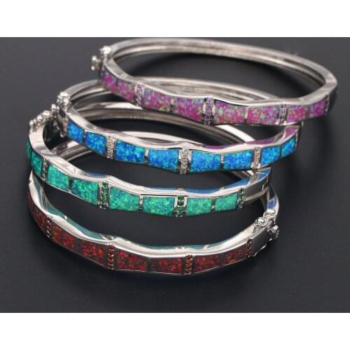 JZB0220 Multicolor Fire Opal Bangles Unique Design Silver Plated Bangle For Women Fashion Jewelry Lover Gift