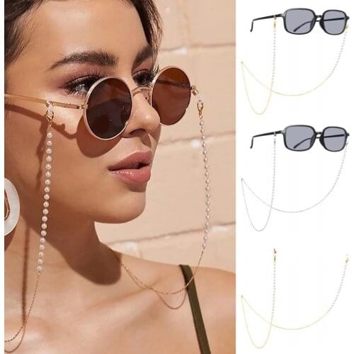 FNIO Fashion Reading Glasses Chain For Women Metal Sunglasses Cords Casual Pearl Beaded Eyeglass Chain For Glasses Women