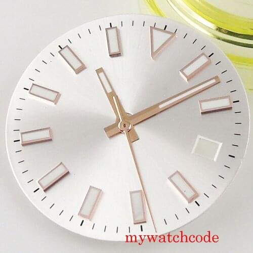 29mm stainless steel bliger silver color sterile men watch dial with date window watch hand fit miyota 8215 movement