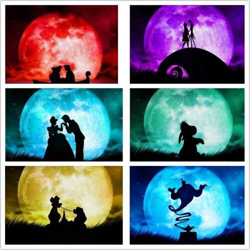 Disney Moonlight Shadow Diy Diamond Embroidery Princess 5d Diamond Painting Cross Stitch Kits Mosaic Home Decor for Living Room