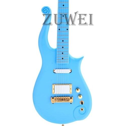 Electric Guitar CNC Made Body Gold Hardware Speical Style Blue Finished 22 Fret 6 Strings Joint Set in Bule Color SH Pickups