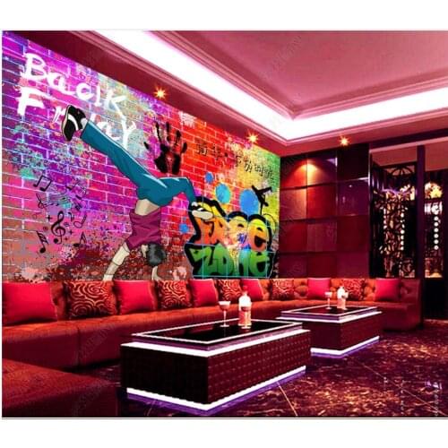 Custom photo wallpaper for walls 3 d murals European and American trend street wall brick graffiti KTV bar background wall paper