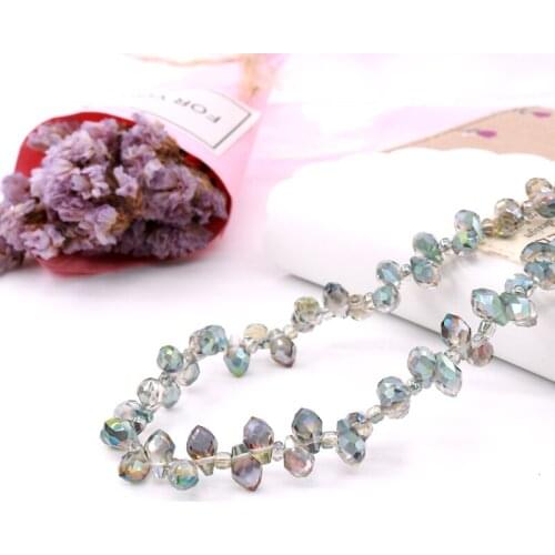 Hot Fashion 980pcs/lot Plating Color Water Droplet Shape Beads 5x7mm Chinese Cheap Crystal Glass Pendants DIY Handmade Jewelry