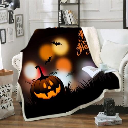 Halloween Warm Blanke Adult Children 3D Digital Printing Cotton Velvet Thick Blanket 130*150cm 150*200cm