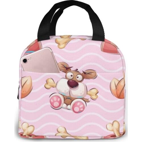 Insulated Lunch Bag Thermal Dog With Bone Tote Bags Cooler Picnic Food Lunch Box Bag