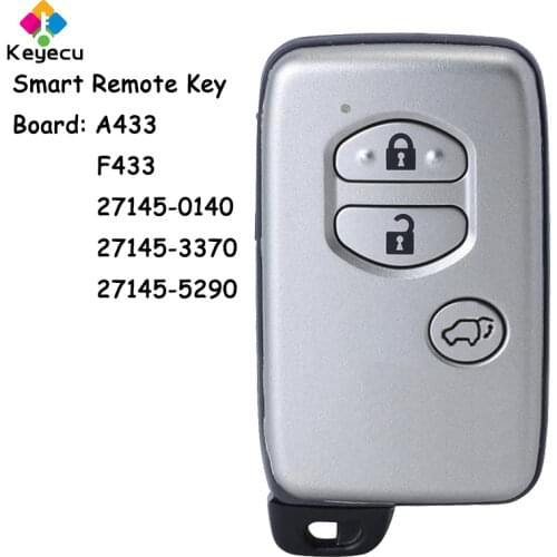 KEYECU Smart Remote Car Key Fob 3 Buttons A433 F433 27145-0140 27145-3370 27145-5290 for Toyota Prado Txl Desde Venza 2012-2016