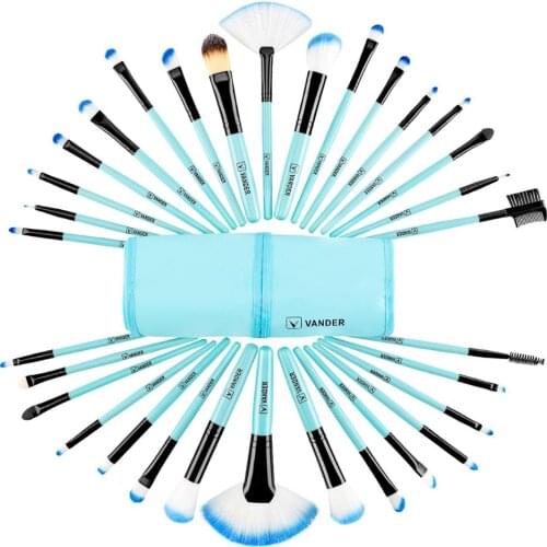 Makeup Brushes, 32pcs Premium Cosmetic Foundation Blending Concealer Shadow Makeup Brush Set , Blue
