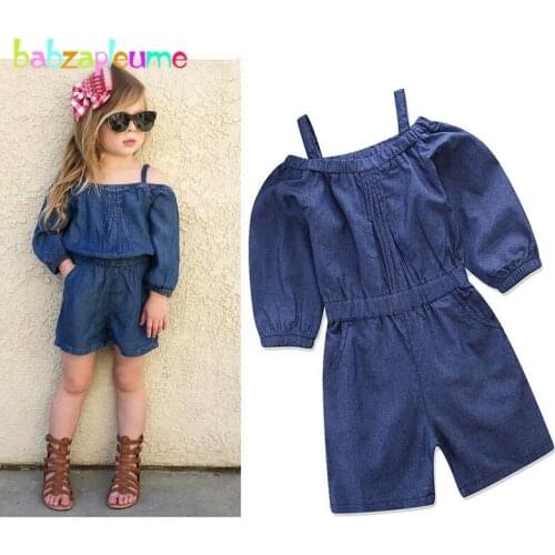 Babzapleume 1-6Years/Summer Wear Baby Girls Jumpsuit Cute Denim Toddler Overalls For Kids Rompers Korean Children Clothes BC1766