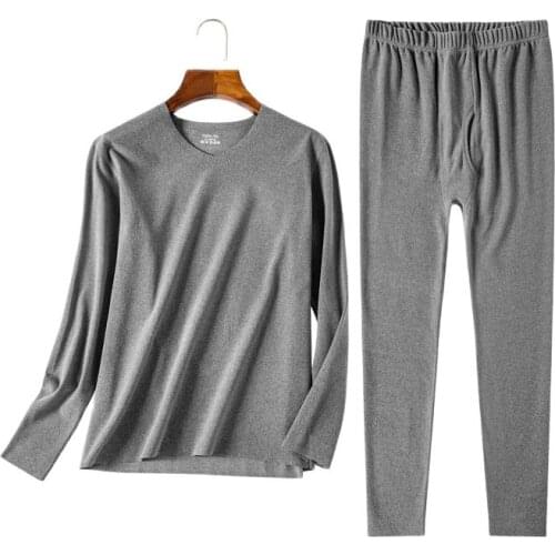 Large Size Couples Underwear Set Thicken Velvet Sleepwear Pajamas Women Autumn Winter Bottoming Shirt + Pant Two Piece Suit