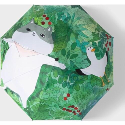 Cute Women Sun Umbrella Original Design Folding Umbrellas Girl Sun Protection UV Folding Umbrella Teens Kids Compact Parasol