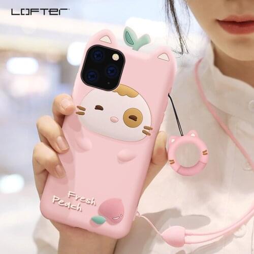 Soft Cartoon Silicone Case for iPhone 12/12 pro max Cute Back Cover 11 Pro Max/11 Shockproof Girls with Strap Ring Holder