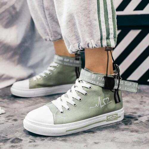 High-level Canvas Sneakers for Kids Running Shoes Men Sports Shoes for Kids Sneakers Sport Green Gray Flat Deporte Work E-1517