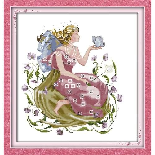 Joy Sunday Butterfly Fairy Stamped Counted Cross Stitch Cross Stitch DIY Cross Stitch Kits Embroidery For Home Decor Needlework
