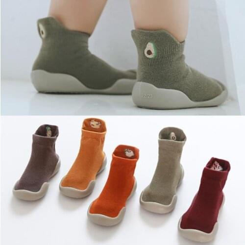 Baby Toddler Fuit Floor Foot Embroidered Anti-Dropping Heel Childrens Socks Shoes 0-4Years 5Sizes tz05
