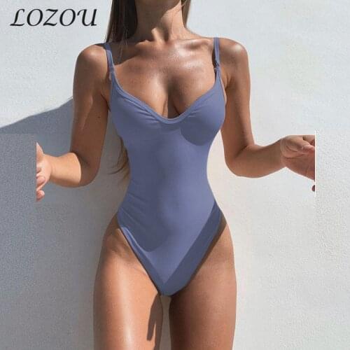 New Sexy Ladies Swimsuit Jump High Waisted Sling Bikini Backless Summer Women Swimwear Bodysuits Solid Color Swimsuit Fashion
