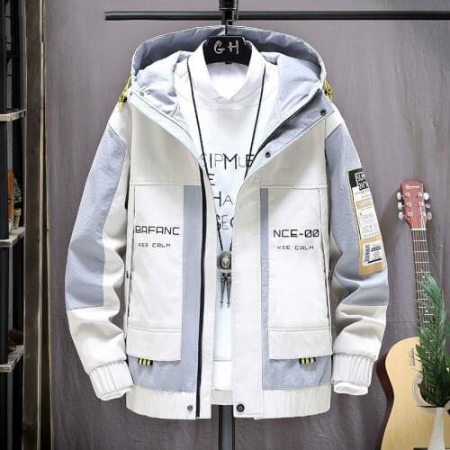 Autumn new mens work jacket teen pocket jacket casual hooded jacket