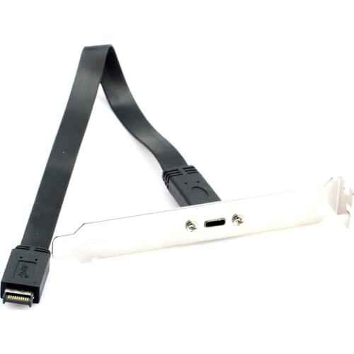 50cm USB 3.1 Front Panel Header Type-E to USB-C Type C Female Connector Extension Wire Cable With Panel Mount Bracket Screws NEW