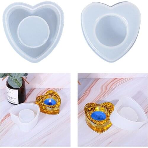Heart Shaped Candlestick Epoxy Resin Mold Home Decorations Candle Holder Silicone Mould DIY Crafts Soap Aromatherapy Plaster Cas
