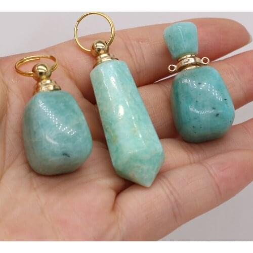 Natural Stone Essential Oil Diffuser Pendant Charms Perfume Bottle Pendant Necklace for Women Making DIY Jewerly Necklace Gift