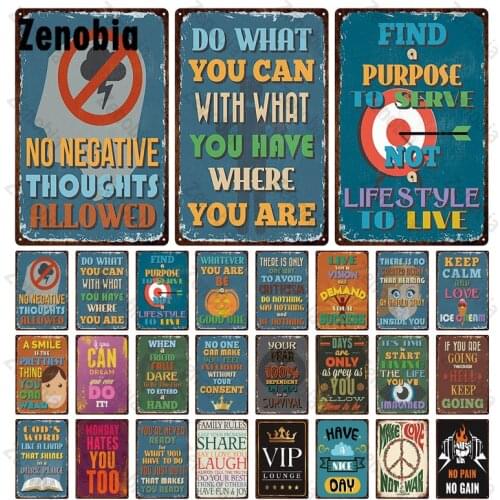 Life Rules Metal Signs No Pain No Gain Have a Nice Day Metal Tin Signs Warning and Rules Sign Wall Decoration for Room Decor
