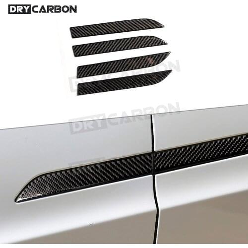 Carbon Fiber Car Door Handles Exterior Trim Cover Garnish Decotive Stickers For Tesla Model X 2014-2019 Car Styling
