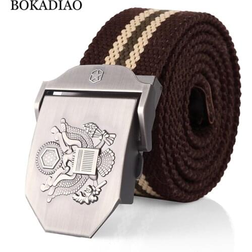 BOKADIAO Men&Women Military Canvas belt luxury US President Metal buckle jeans belt Army tactical belts for Men waistband strap