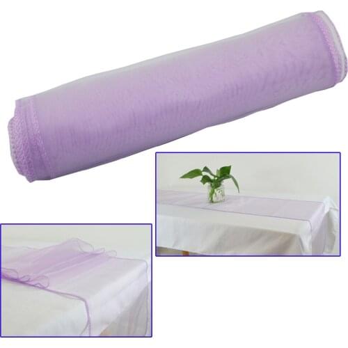 Organza Table Runner Bow Swag Crystal Tulle Plum Sheer Gauze Element Table Runners For Wedding Party Decoration Banquet Supplies