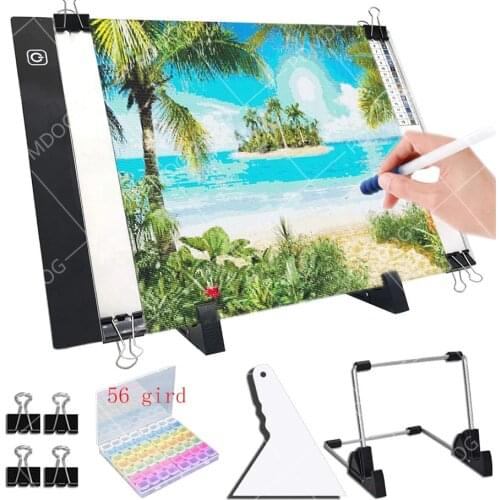 PDMDOG Three Level Dimmable Led Light Pad,Tablet Tools Diamond Painting Accessories Diamond Embroidery Eye Protection A5 Size
