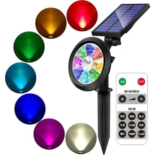 Solar Garden Lights Outdoor 9 LEDs Multi Color Wall Landscape Spotlights Waterproof Solar Path Lawn Lights for Garden Patio Yard