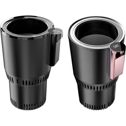 12V 2in1 Smart Cooling & Heating Car Cup Holder Coffee Milk Cooler Warmer Drink Beverage Bottle with Digital Temperature Display