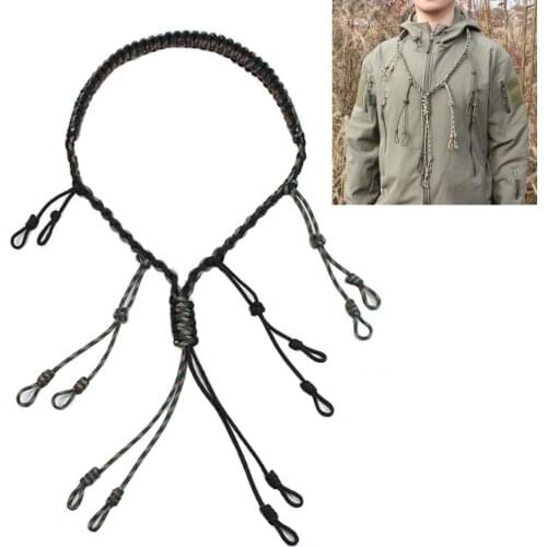 Duck Call Lanyard Collar Weave With 12 Loops Outdoor Portable 65cm Umbrella Rope Loops Wild Bird Whistle Sling Hunting Supplies