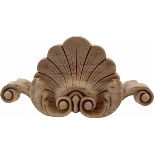 VZLX Flower Carving Natural Wood Appliques for Furniture Cabinet Unpainted Wooden Mouldings Decal Decorative Figurine