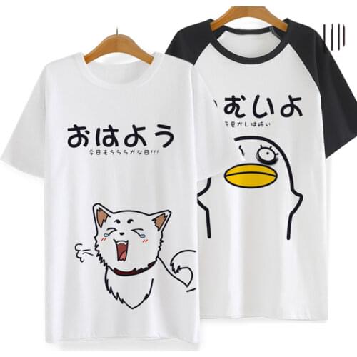 Gintama Silver Soul T Shirt Anime Sadaharu Elizabeth Acting Cute Pattern T-Shirt Cotton Short Sleeve Tees For Men Women