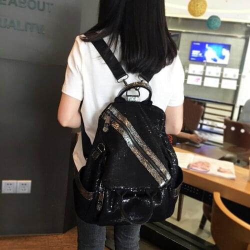 Womens Shoulder Bag Female Backpack De Iuxe New Summer Black High-Capacity Sequins Canvas Kawaii Bear Handbags For Girls