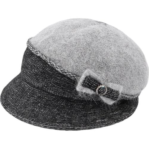 2021 winter thickened bowknot stitching basin hat female new Korean fashion wild warm ear protection mother hat