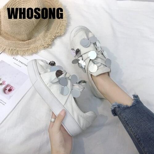 Autumn Women Sneakers Ladies Sequin Canvas Shoes Girls Mesh Casual Sneakers Sport Sneakers Bling Platform Sneakers Trainers New