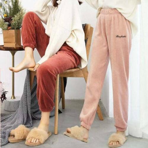 Women Pants Autumn And Winter Pajama Pants Loose Track Pants Casual Coral Fleece Pantalones De Mujer