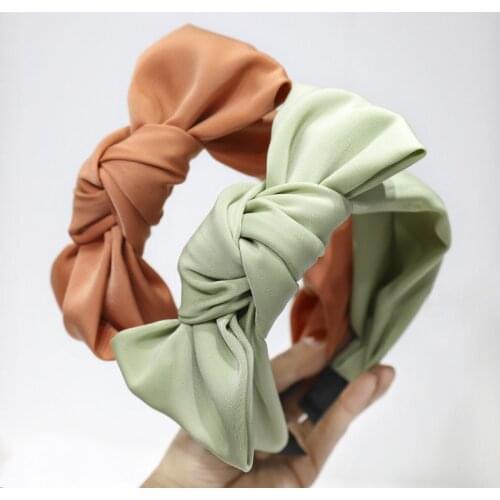 Ladies Quality Solid Color Fabric Headband Cute Bow Hairband Girls Candy Color Hair Hoop Hair Accessories