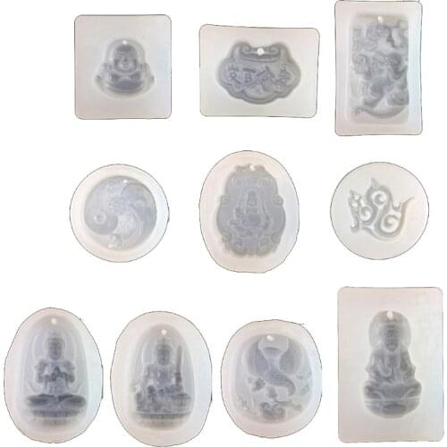 10 Styles Guanyin Chinese Traditional Amulet Mold Yin Yang Taiji Jewelry Pendant Charms Mold Resin Casting Molds
