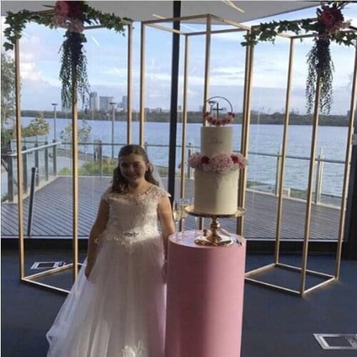 2pcs)New design Outdoor Weddings Decoration Gold Metal Wedding Arch Stand yudao1083