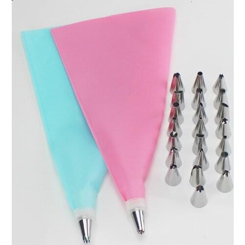 26 PCS/Set Cake decorating tool set Silicone Pastry Bag DIY Icing Piping Cream Reusable Pastry Bags +24 Nozzle Set Cake Tool