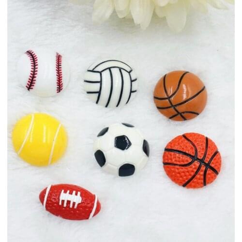 30pcs/lot flat back resin sport ball resin cabochons accessories kawaii resins 25mm