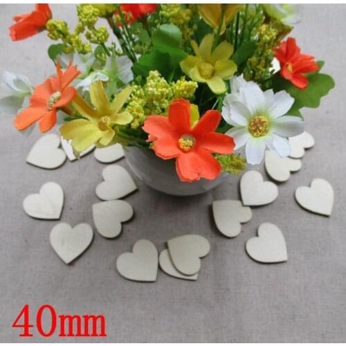 60pcs/lot) Blank unfinished wooden heart crafts supplies laser cut rustic wood wedding rings ornaments 40mm 1152