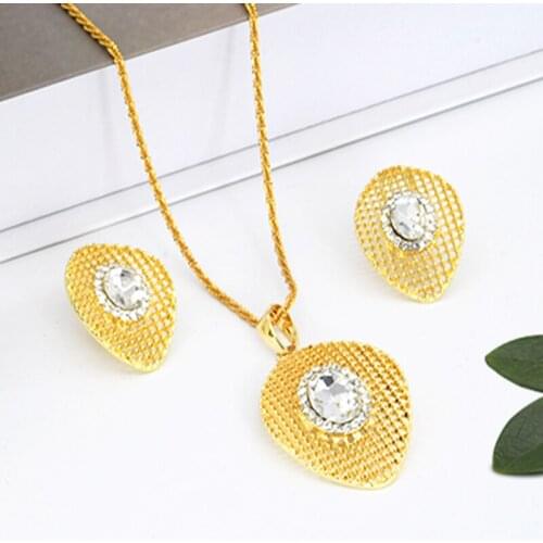 Arabic Gold Jewelry Ethiopian 24K Fashion Earrings For Women Necklace Jewelry Sets African Statement Bride Wedding Party Jewelry