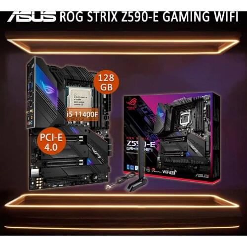 Asus ROG STRIX Z590-E GAMING WIFI Motherboard With Intel Core i5 11400F Motherboard Set Z590 Mainboard Combo Gaming Placa-Mãe