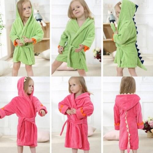 New Childrens Bathrobe Baby Robe Cotton Dinosaur Bath Towel Cotton Sleepwear Home Clothes Nightgown Clothing Costumes