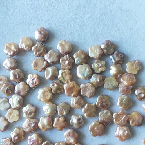 6 pcs/lot pearl beads, KESHI PEARL ,100% nature freshwater FLOWER SHAPE baroque pearl . half drilled hole